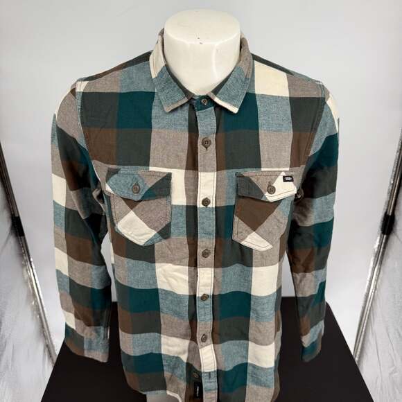 Vans Other - Vans Box Flannel Button-Up Shirt in Green/Brown Plaid
